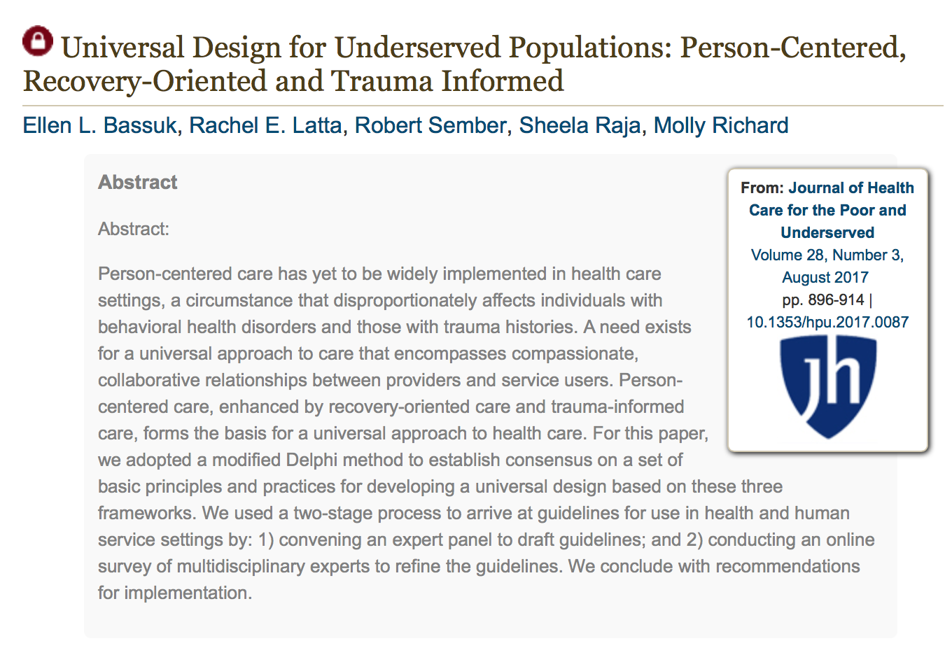Robert Sember co-authors article on Universal Design for Health Care