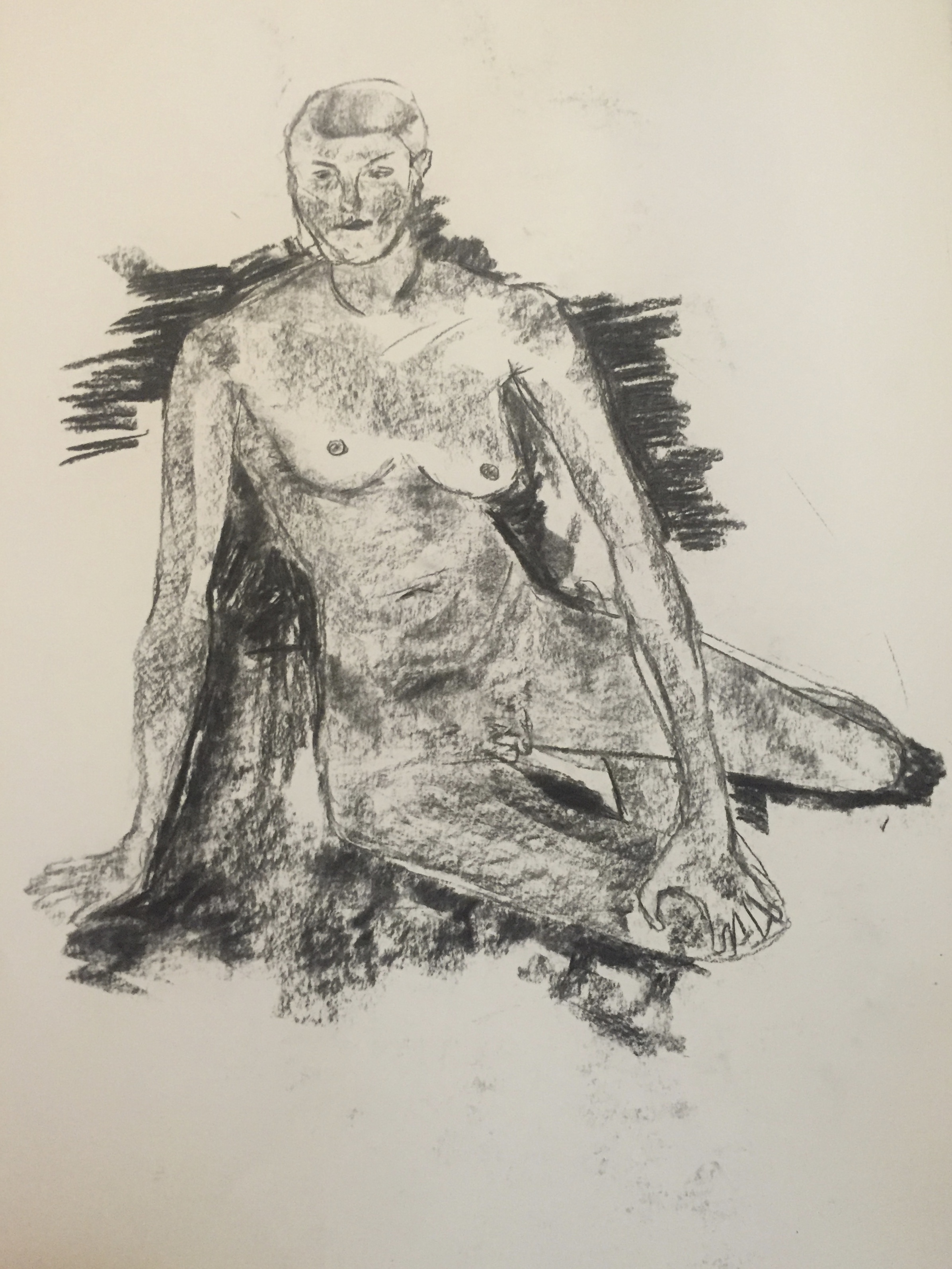 Nude drawing (woman) -charcoal & pencil