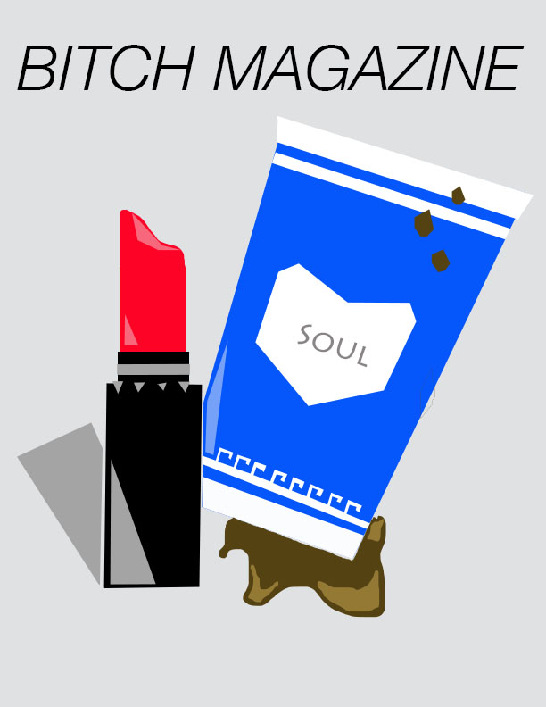This was my first draft of the magazine cover, featuring black coffee and red lipstick.