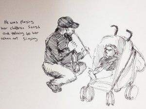 Sketch Of Man and Baby.