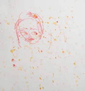 Collaborative spill sheet with blind self-portraits- before.