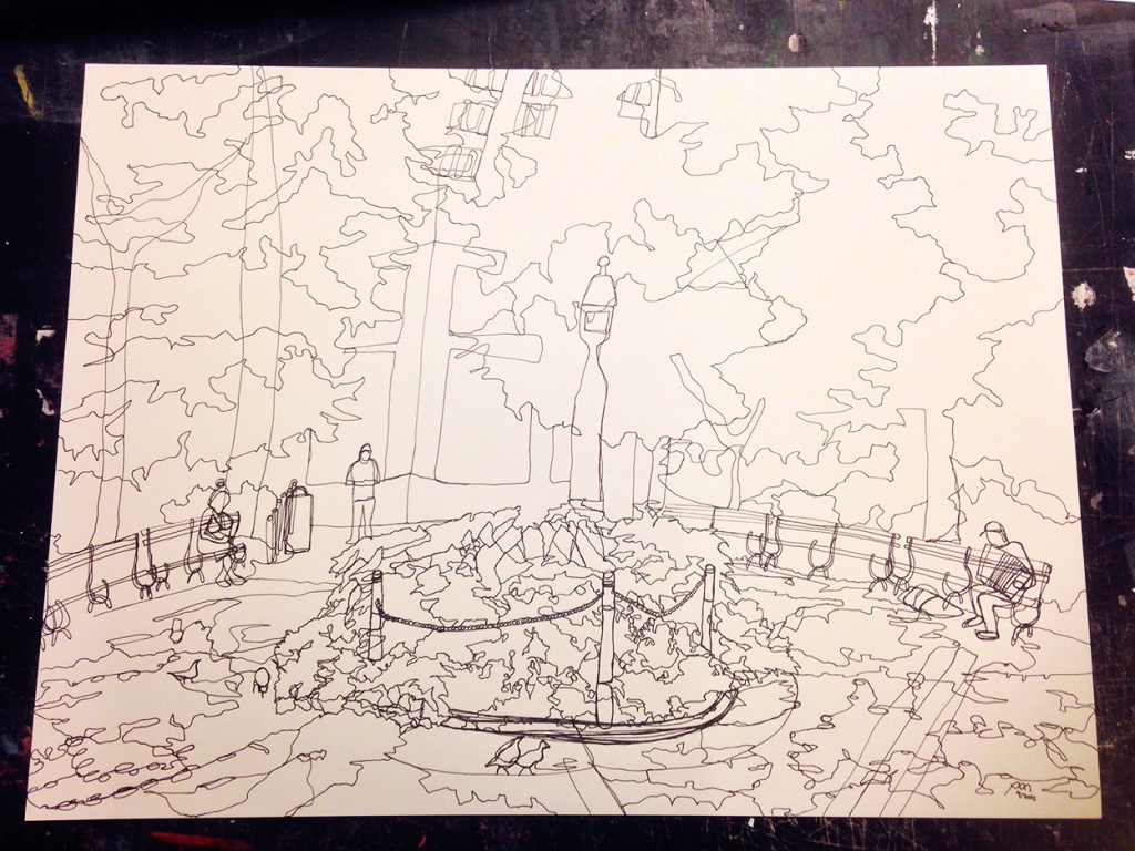 Continuous Line Drawing: Washington Square Park, New York
