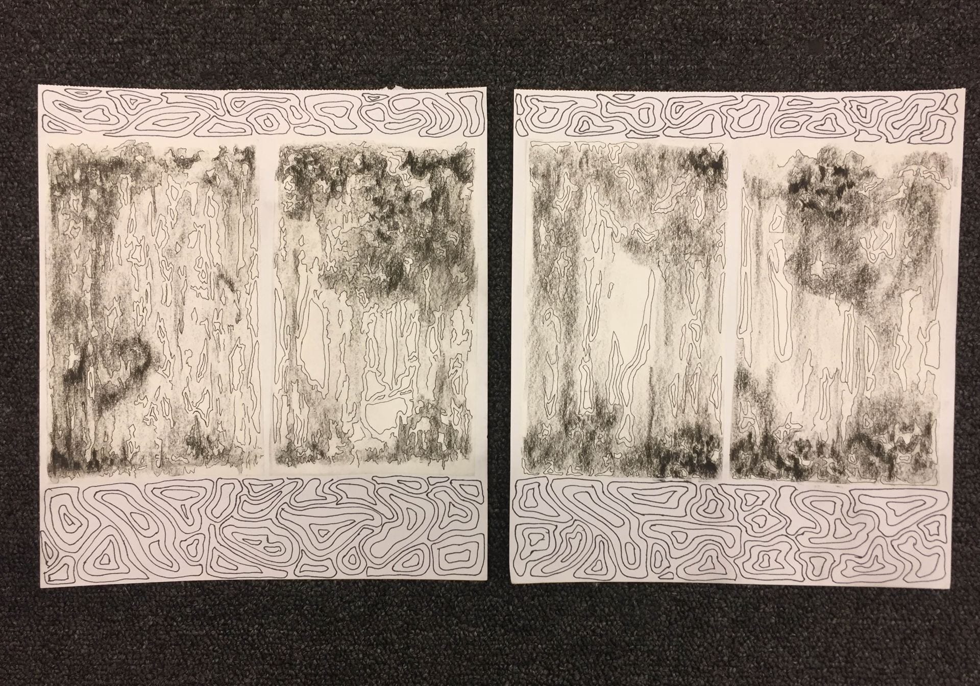 Drawing/Imaging: Places and Things – Mark Making Grid and Diptych