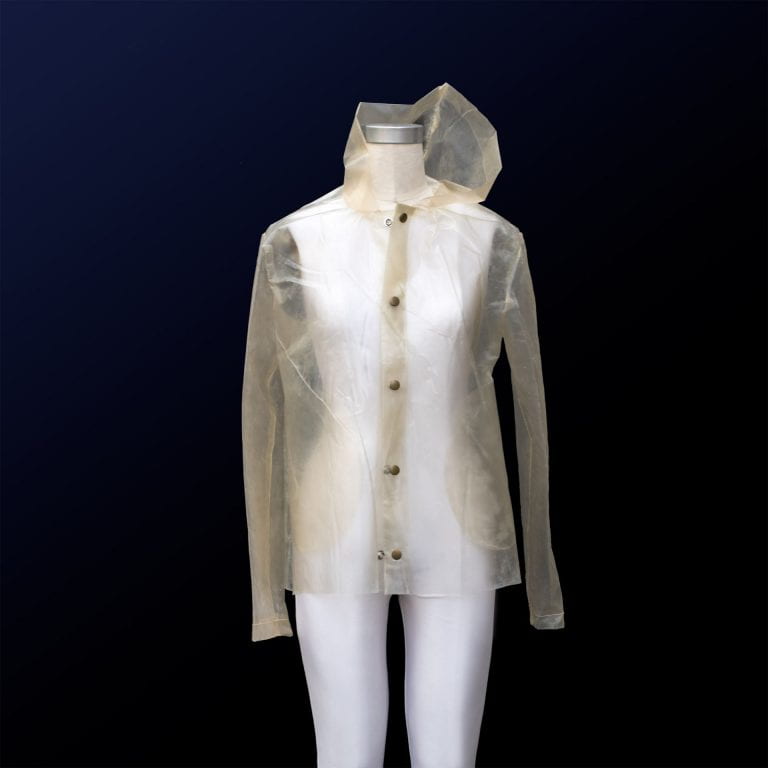 “Carbon-negative” raincoat from algae bioplastic
