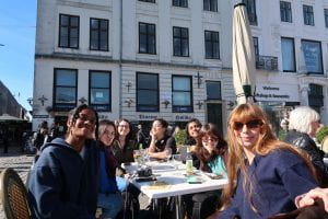 This is a picture of me and six other of my closest friends that I have made while on exchange in Amsterdam. In this photo we are in Copenhagen during spring break having a seat in the sun. 