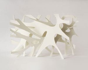 Wall screen that was inspired by the branches of a broccoli. Each brach is angled to make the screen stand by itself.