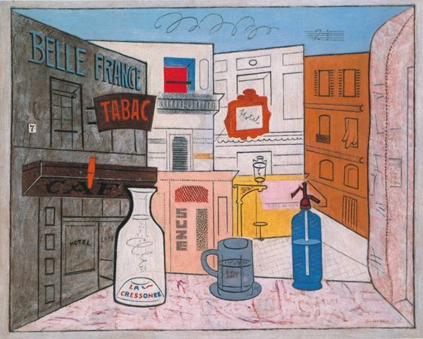 How did Stuart Davis communicate PLACE in abstract paintings?