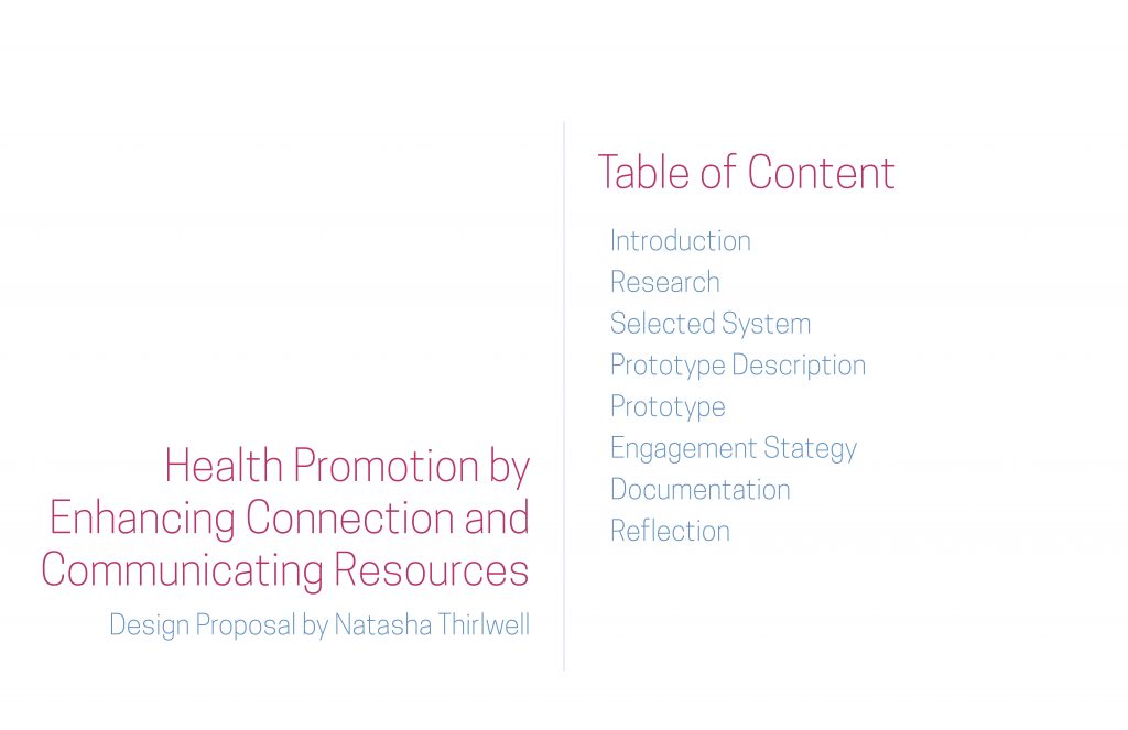 Design Proposal – Health Promotion by Enhancing Connection and Communicating Resources