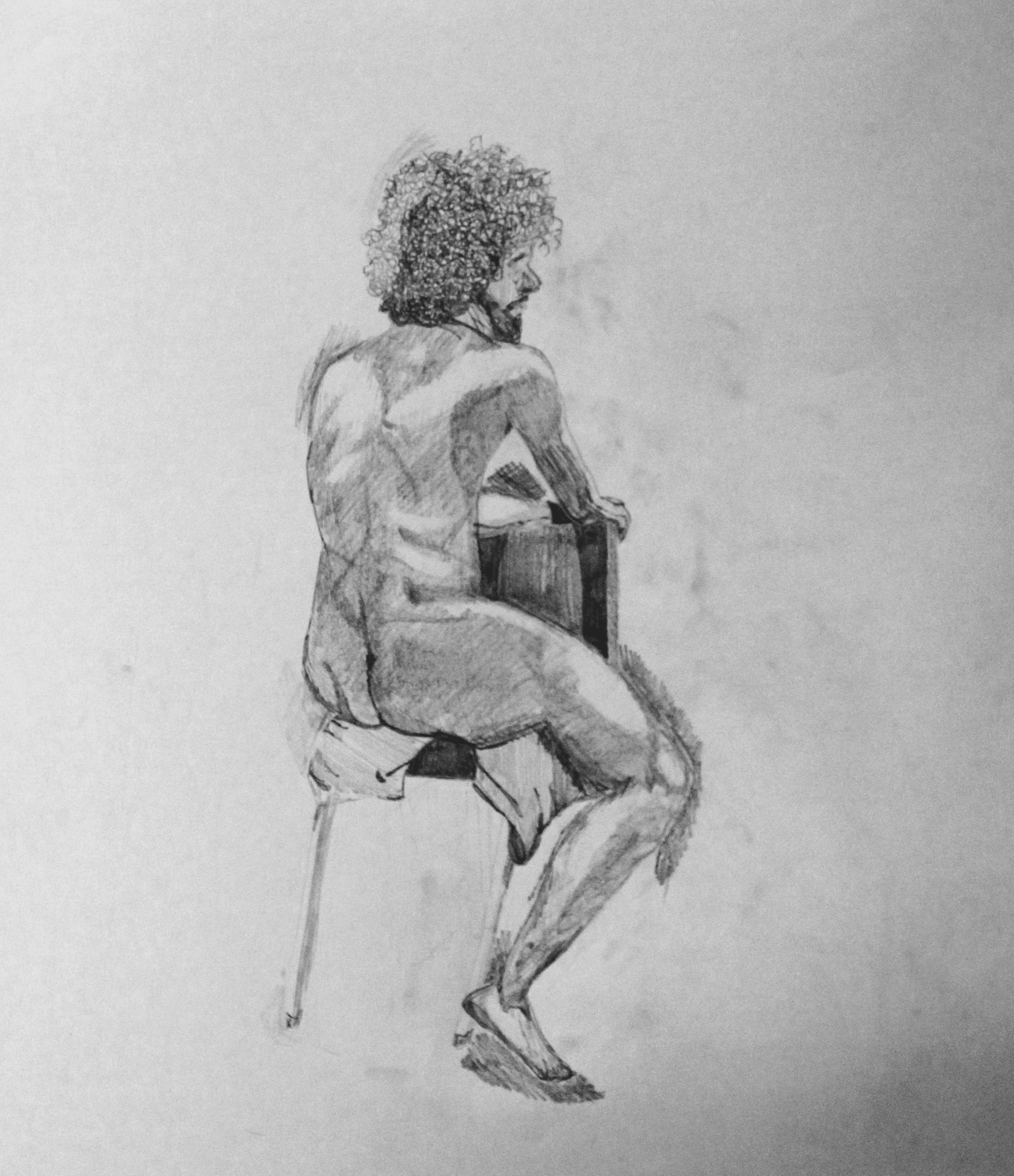 Value Studies with Model in Class-long pose
