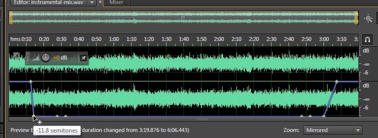 Slowing down your audio over time