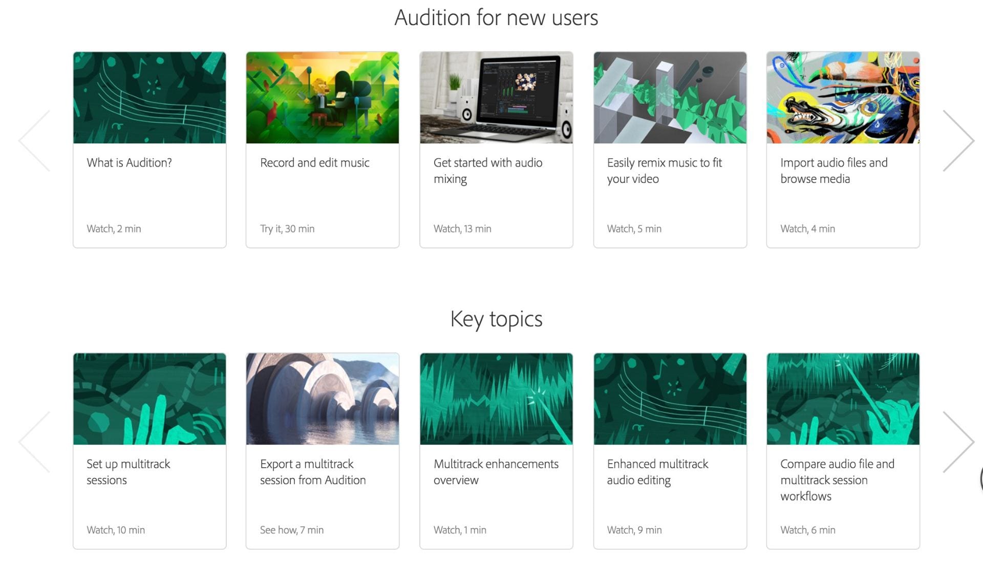 Adobe.com Audition video tutorials