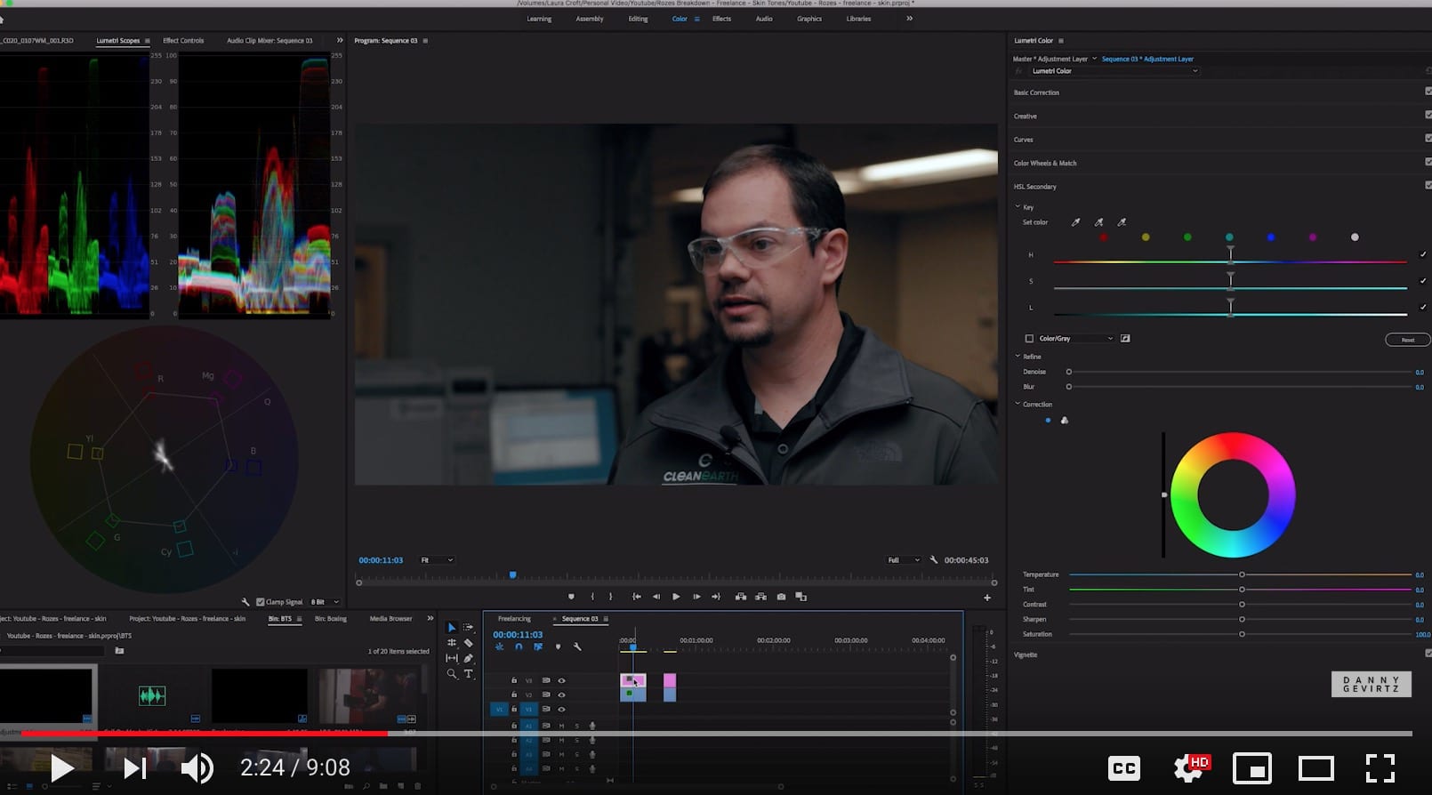 Correcting skin tones in Adobe Premiere