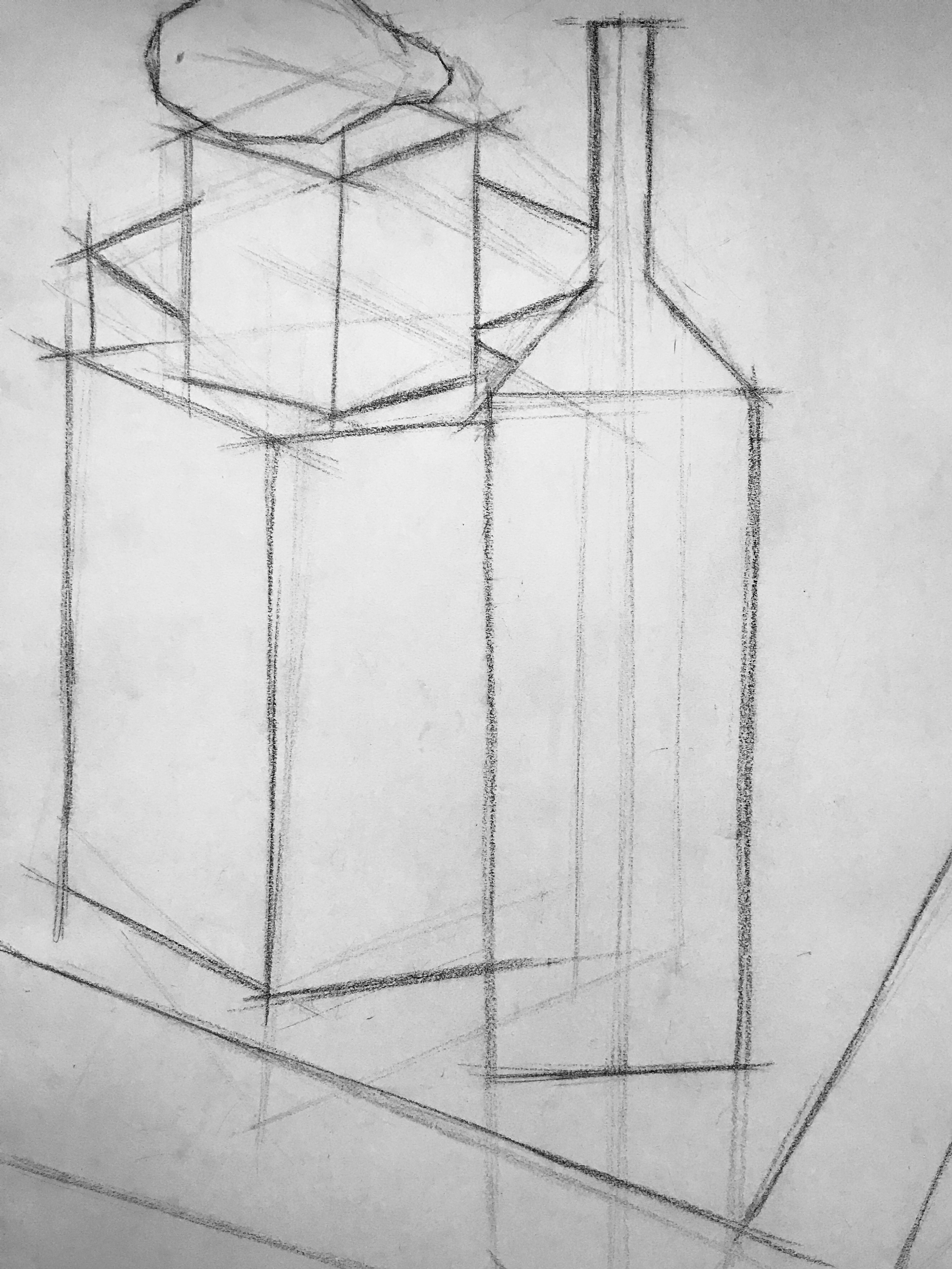 Drawing of Boxes and Bottles