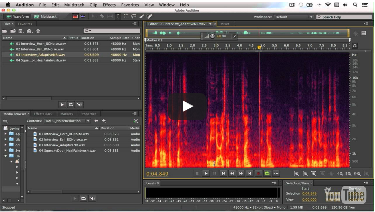 ADOBE’s Audition noise reduction tutorials