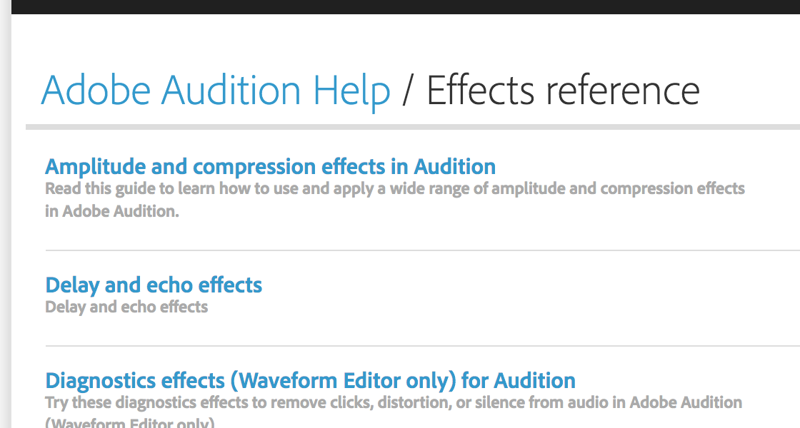 Audition – learn about effects