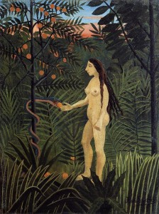 Eve and the Serpent, by Henri Le Douanier Rousseau.
